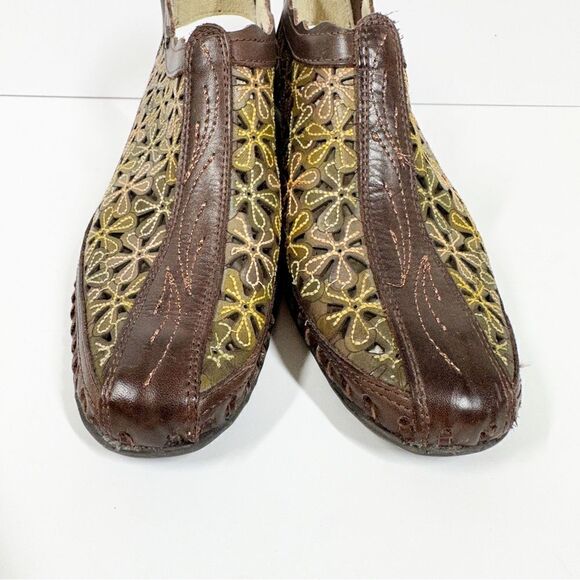 Pikolino Romana Floral Lasercut Slingback Sandals Brown Green Size 37 - Picture 6 of 11